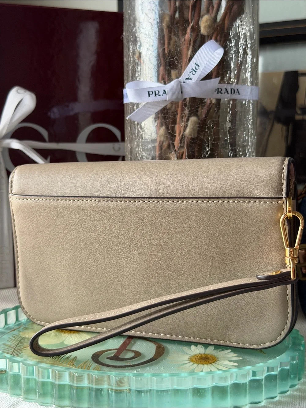 Kate Spade Neutral Beige Leather Wristlet